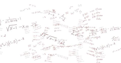 Mathematical equations floating on white background