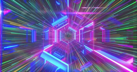 Colorful Neon Tunnel with Bright Light Streaks - Download Free Stock Images Pikwizard.com