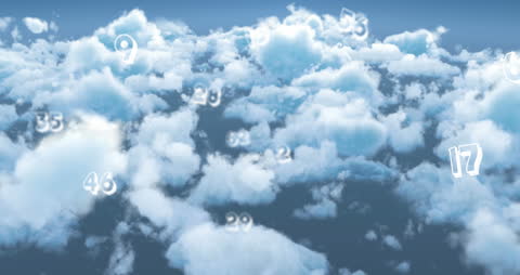 Floating Numbers in Dreamy Cloud Landscape