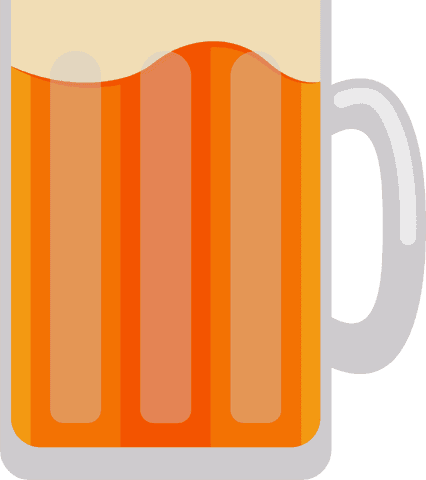 Cartoon beer mug with foamy head vector on transparent background