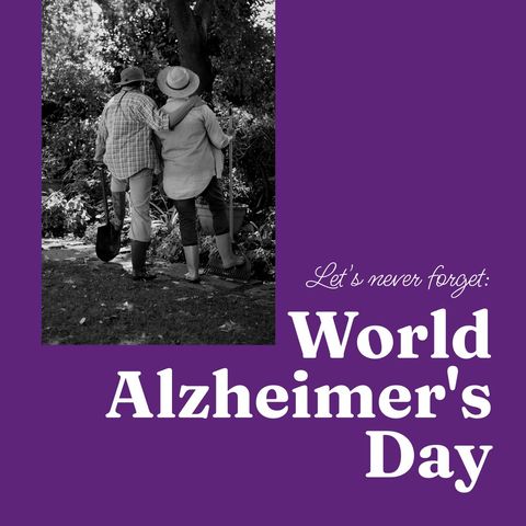 Senior Couple in Garden for Alzheimer's Day Awareness