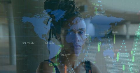 Global fitness innovation concept with athlete and data