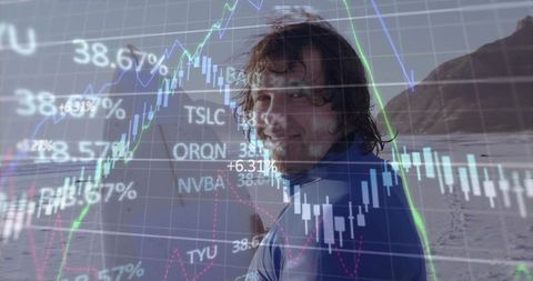 Adventurous Surfer Embodies Financial Market Dynamics