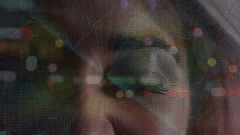 Woman's Face Blended with Digital Financial Data