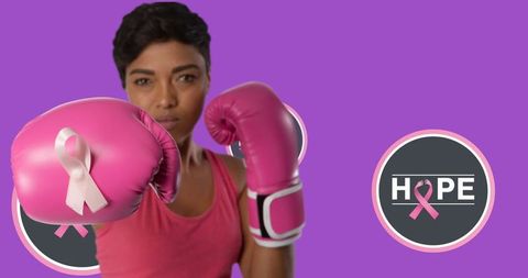 Empowered boxer fighting for breast cancer awareness