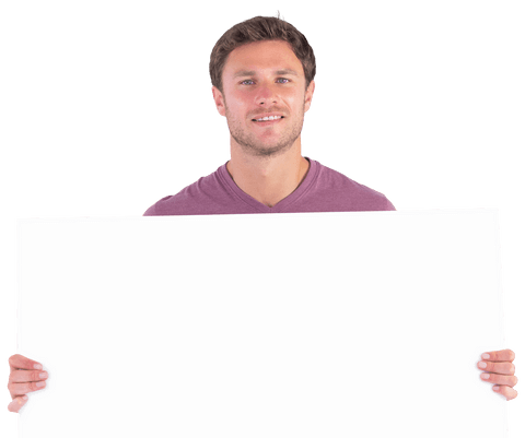 smiling man holding blank transparent sign isolated - Download Free Stock Videos Pikwizard.com