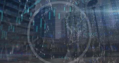 Dynamic Finance Analytics Overlaying Urban Skyline Cityscape