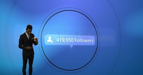 Man Engaging with Digital Followers Notification