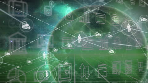 Futuristic Global Network with Technology Icons