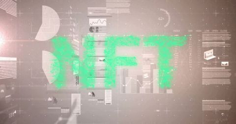 Futuristic nft visualization with data and graphs