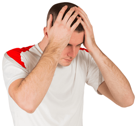 Disappointed Transparent Football Player Holding Head