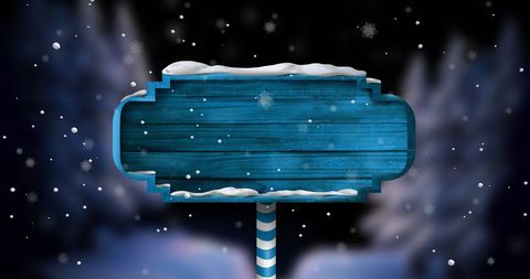 Christmas Blue Wooden Sign with Snowflakes