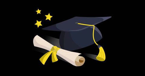 Graduation Cap and Diploma Icon with Stars - Download Free Stock Images Pikwizard.com