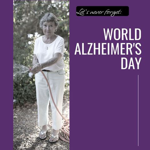 Senior woman in garden highlighted for world alzheimer's day