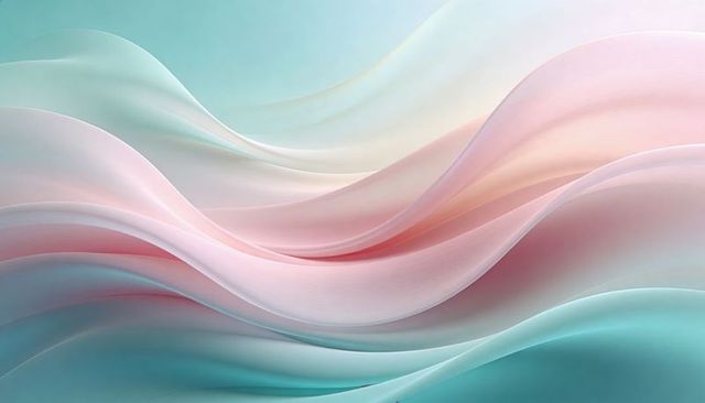 Pastel Silk Waves Drifting Across Abstract Gradient Background for Serene Wellness and Web Design