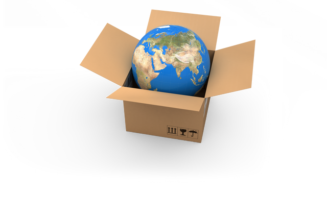 Transparent High Angle View of Globe in Cardboard Box - Download Free Stock Videos Pikwizard.com