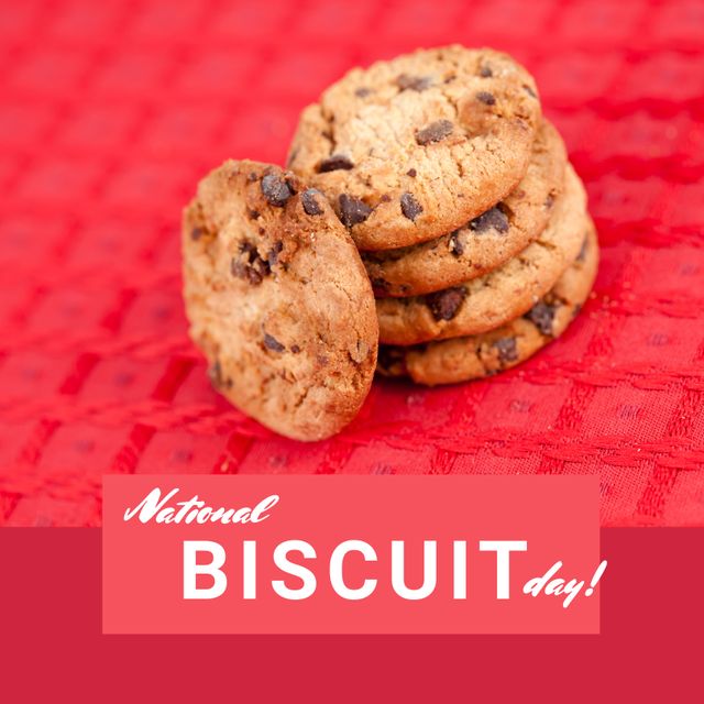 Stack of Chocolate Chip Cookies Celebrating National Biscuit Day - Download Free Stock Templates Pikwizard.com