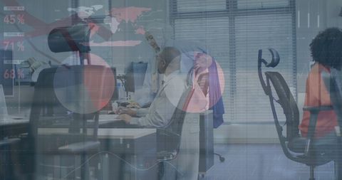 Diverse Team Handle Financial Data in Modern Office Environment