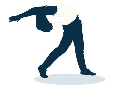 Woman performing dynamic exercise on transparent background