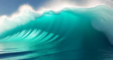 Dynamic Ocean Wave Creating Bright Coastal Adventure Scene