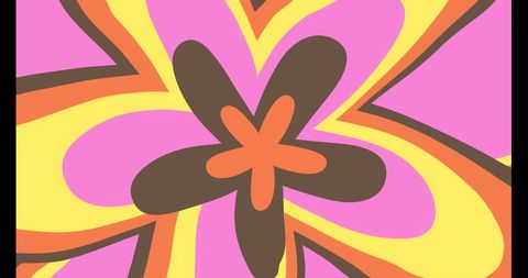 Vibrant retro floral patterns on pink backdrop