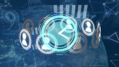 Technological Interface with Clock and Data Visualization