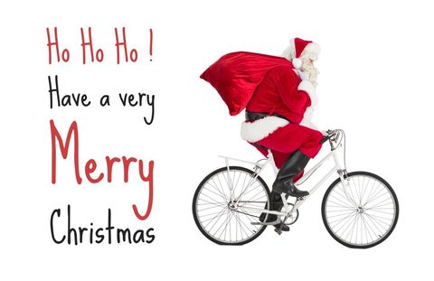 santa claus riding bicycle brings joyful holiday spirit - Download Free Stock Templates Pikwizard.com