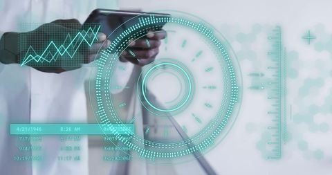 Doctor Analysing Data with Digital Interface in Hospital