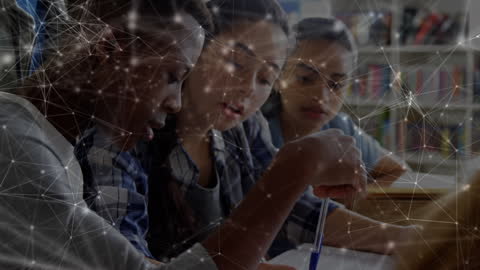 Interconnected Students Collaborating in Study Session