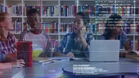 Diverse Students Engaging in Technology and Education in Library