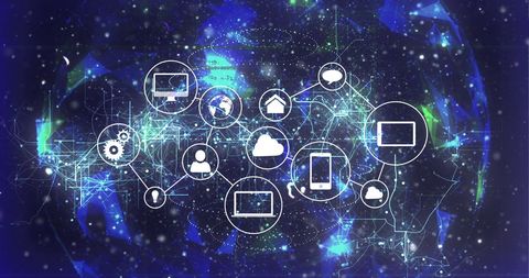 Global Digital Network Icons Over Digital-Earth Projection - Download Free Stock Images Pikwizard.com