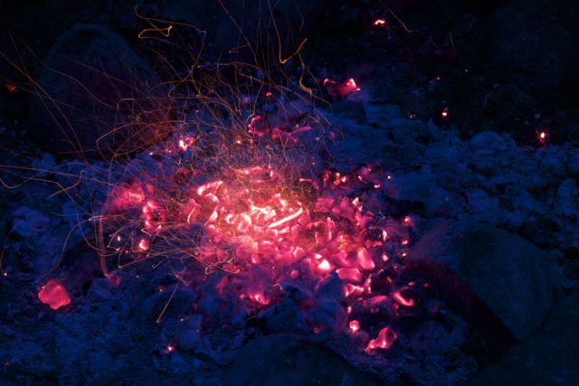 Glowing Embers at Night Showing Burning Charcoal - Download Free Stock Photos Pikwizard.com