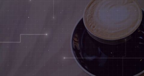 Minimalist Latte with Heart Foam and Modern Grid Overlay