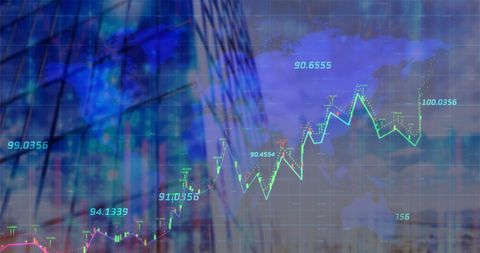 digital financial graphs overlaying modern cityscape - Download Free Stock Images Pikwizard.com
