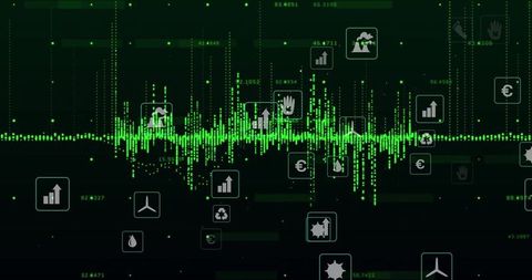 Data driven dashboard illustrating financial and renewable energy concepts