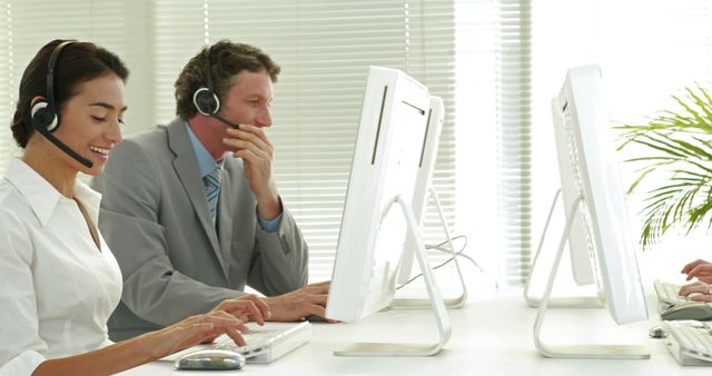 Customer Service Representatives Providing Support Using Headsets - Download Free Stock Images Pikwizard.com