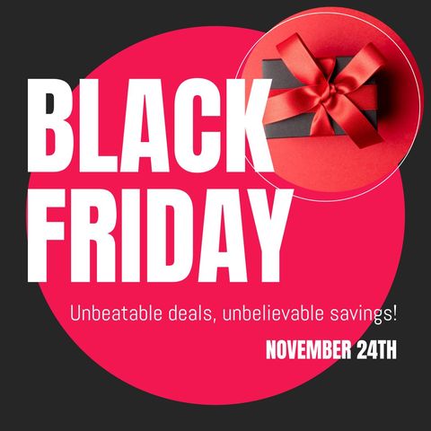 black friday promotions with gift and bold red background - Download Free Stock Templates Pikwizard.com