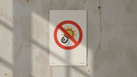 Urban minimalist warning poster against artificial sunlight concept