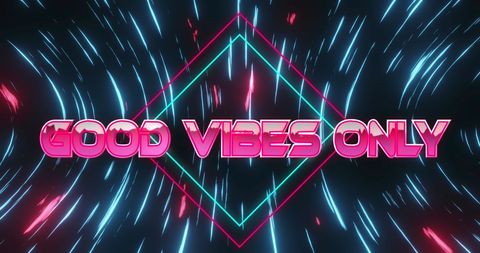 Neon Good Vibes Only Text with Holographic Twirl - Download Free Stock Images Pikwizard.com