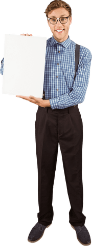 geeky hipster holding blank sign transparent background - Download Free Stock Videos Pikwizard.com