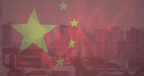 Chinese Economy Growth and Cityscape with Flag Overlay - Download Free Stock Images Pikwizard.com
