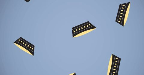 Geometric Bowl Patterns on Blue Background