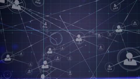 Digital Network with People Icons and Dynamic Connections