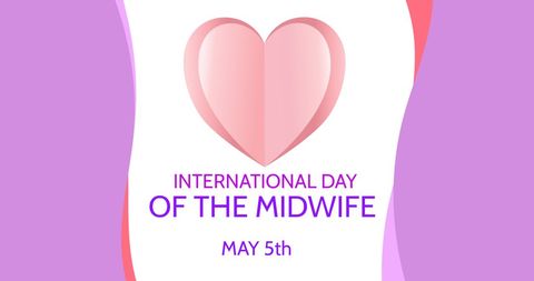 International day of the midwife celebration graphic with heart design
