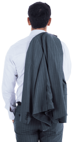 Transparent Back View of Asian Businessman with Suit Jacket