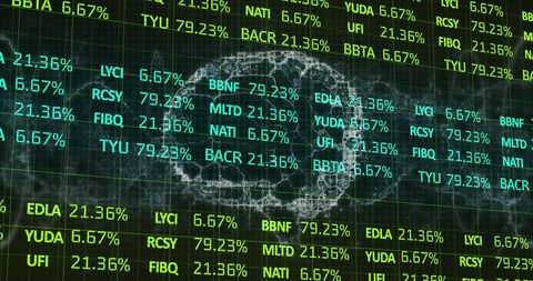 Financial Data Processing Overlay on Digital Brain Conceptual Design - Download Free Stock Images Pikwizard.com