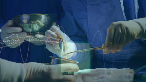 Surgeons Performing Complex Surgery with Digital Interface Overlay