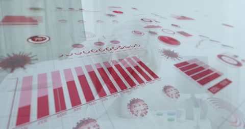 Animated Covid Statistics with Digital Charts and Data Visualizations