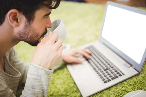 Transparent Relaxed Man Drinking Coffee Using Laptop Outdoors - Download Free Stock Videos Pikwizard.com