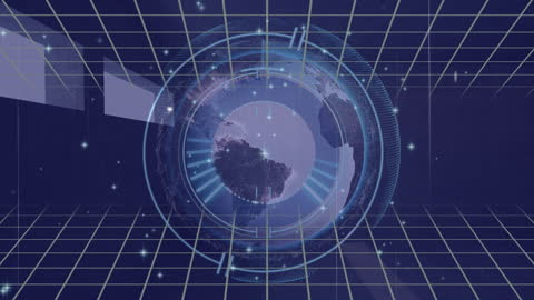 Futuristic Digital Globe Interface in Virtual Environment